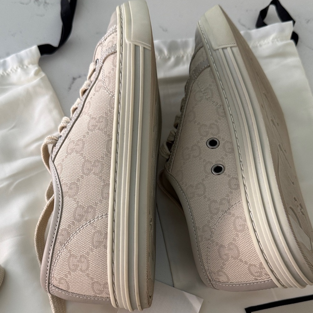 GUCCI Beige Tan GG monogram Women's Sneakers Shoes canvas leather low top 36 - Picture 6 of 10